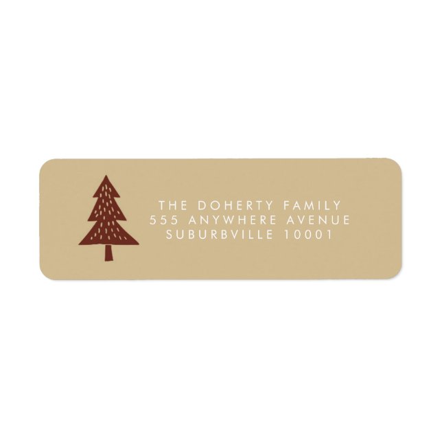 Neutral Happy Holidays Xmas Tree Address Labels (Front)