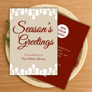 Neutral Holiday Card   Custom Business Logo