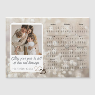 Neutral Holiday Card Custom Photo Calendar Magnet