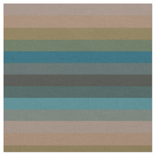 Neutral Horizontal Stripes Beige, Camel & Teal Fabric