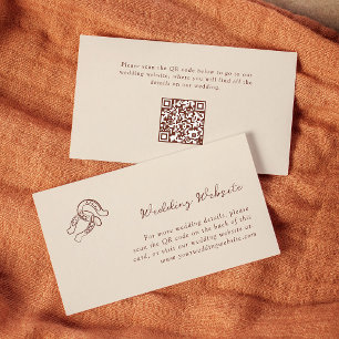 Neutral Horseshoe Wedding Website QR Code Enclosure Card