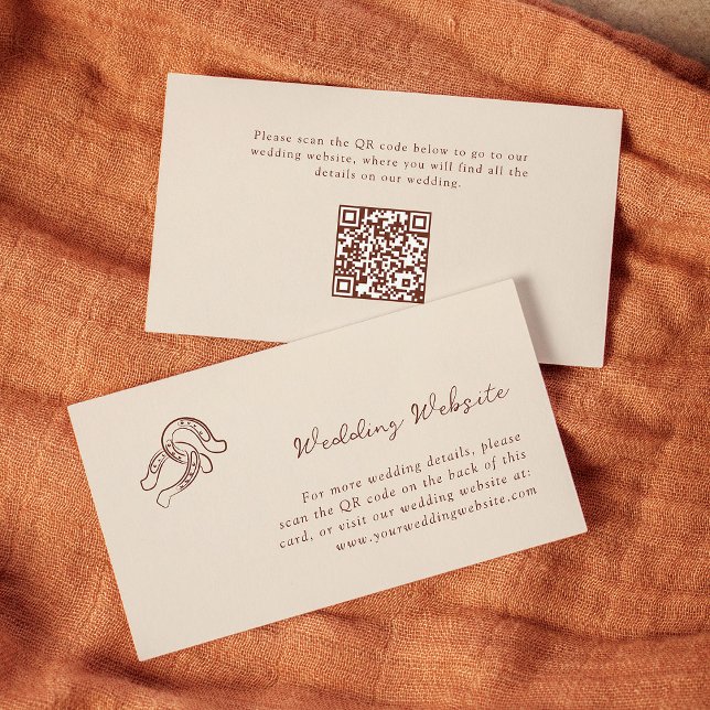 Neutral Horseshoe | Wedding Website QR Code Enclosure Card (Creator Uploaded)