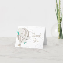 Neutral Hot Air Balloon Baby Shower Thank You Card