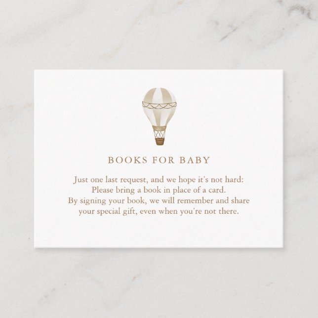 Neutral Hot Air Balloon | Books for Baby Enclosure Card (Front)