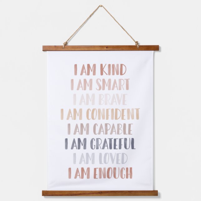 Neutral I am Affirmations for Kids Hanging Tapestry (Front)