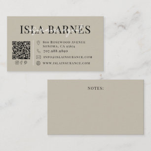 Neutral Insurance Agent Modern Typography Business Card