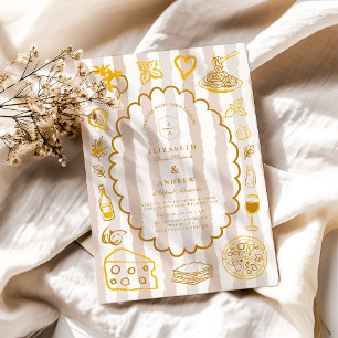 Neutral Italian Food Wedding Design Invitation