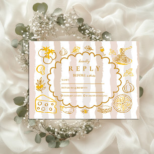 Neutral Italian Food Wedding Design RSVP Card