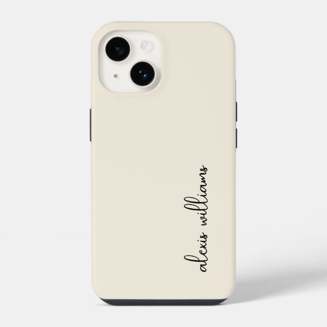 Neutral Ivory Minimalist Script Signature Monogram iPhone Case (Back)