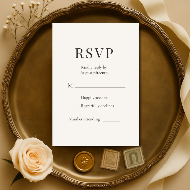 Neutral Ivory Minimalist Wedding RSVP  (Creator Uploaded)