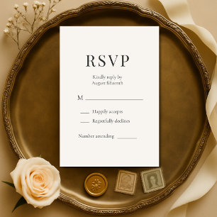 Neutral Ivory Minimalist Wedding RSVP Card