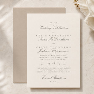 Neutral Ivory Script Wedding Invitation