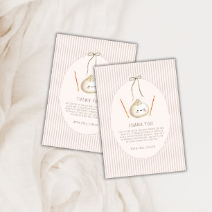 Neutral Kawaii Boy Bow Asian Dumpling Baby Shower  Thank You Card