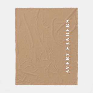Neutral Khaki Simple Modern Personalised Name Fleece Blanket