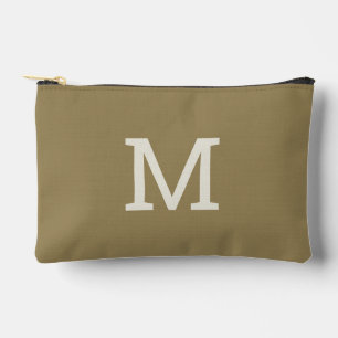 Neutral Khaki Taupe Monogram Initial Accessory Bag