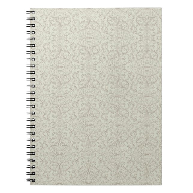 Neutral Lace Damask Pattern Fabric Notebook (Front)