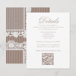 Neutral Lace Taupe Old Money Wedding QR Details Enclosure Card