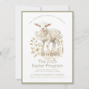 Neutral Lamb   Easter Program Invitation