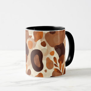 Neutral Leaves & Shapes Mug – Artistic Boho Patter