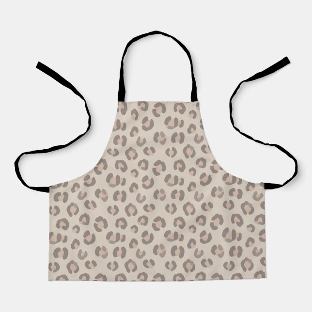 Neutral Leopard Print Pattern Apron (Front)