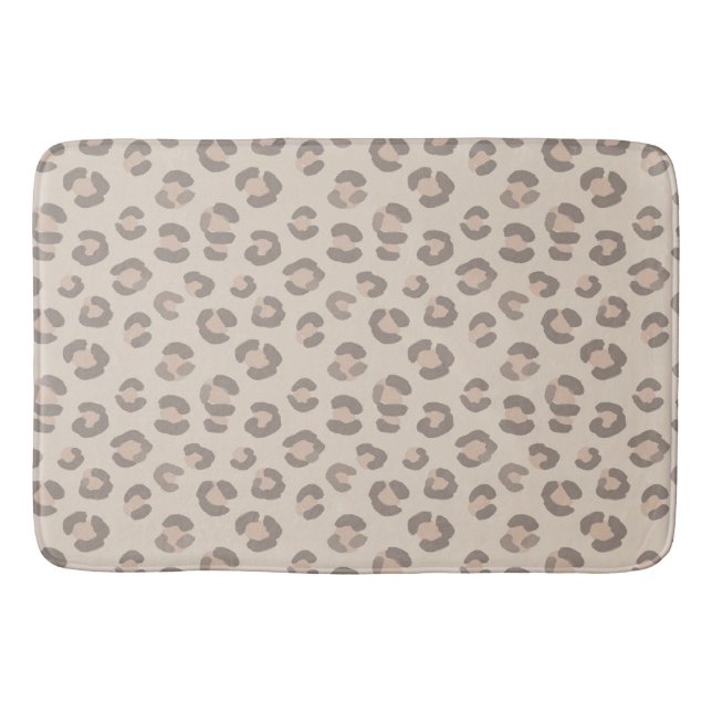 Neutral Leopard Print Pattern Bath Mat (Front)