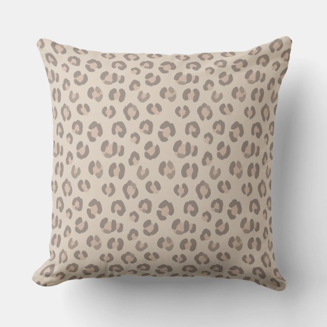 Neutral Leopard Print Pattern Cushion (Front)