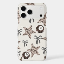 Neutral Leopard Print Phone Case with Stars & Bows