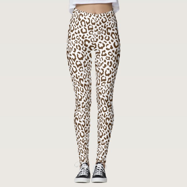 Neutral Leopard Spot Seamless Pattern Leggings (Front)