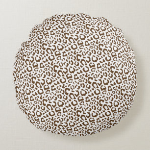 Neutral Leopard Spot Seamless Pattern Round Cushion