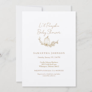 Neutral Li'l Pumpkin Ecru Baby Shower Invitation