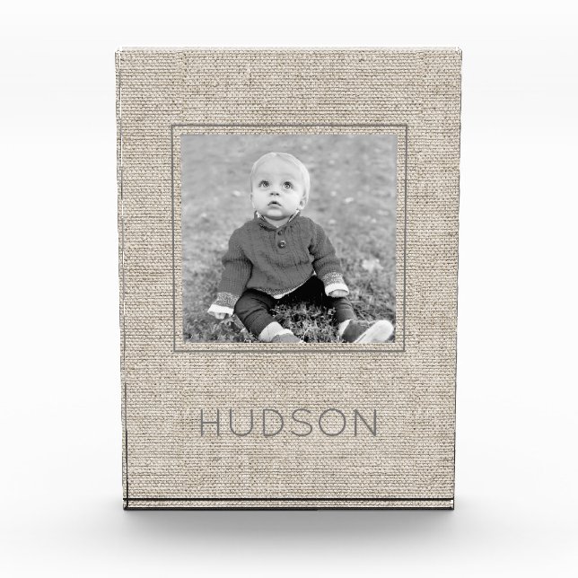 Neutral Linen Kids PHOTO NAME Timeless Frame (Front)