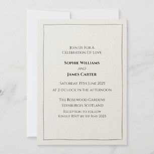 Neutral Linen Minimalist Wedding Invitation