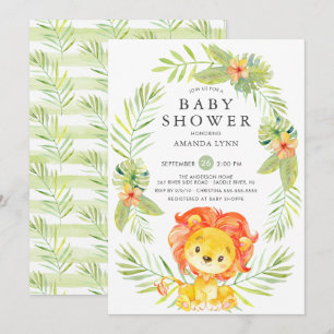 Neutral Lion Baby Shower Invitation