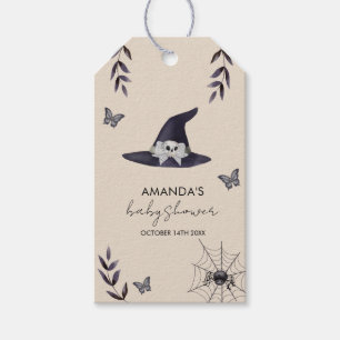 Neutral Little Boo Witch Hat Baby Shower Gift Tags