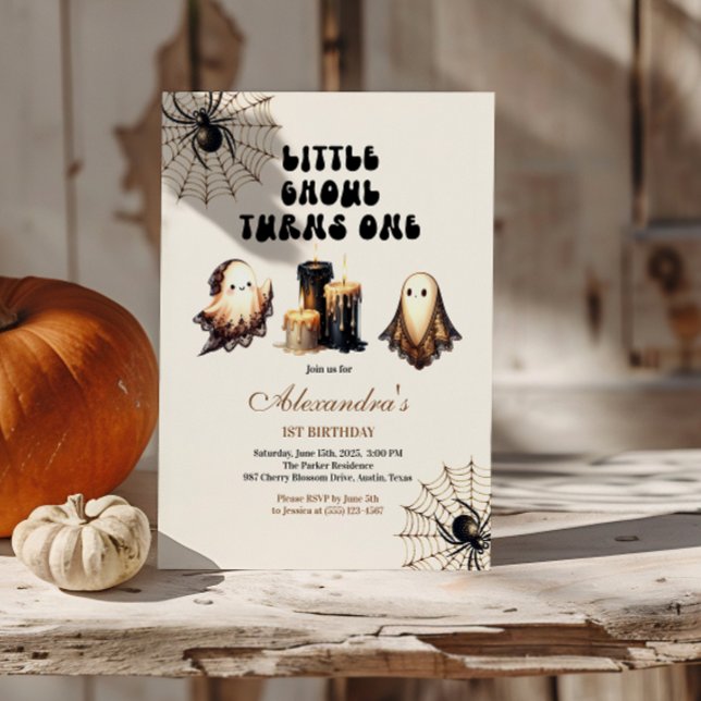 Neutral Little Ghoul Birthday Invitation (Creator Uploaded)