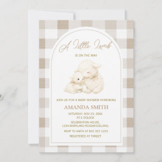 Neutral Little Lamb Baby Shower Invitation