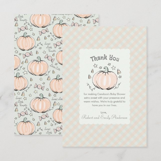 Neutral Little Pumpkin Baby Shower Thank You Card (Front/Back)