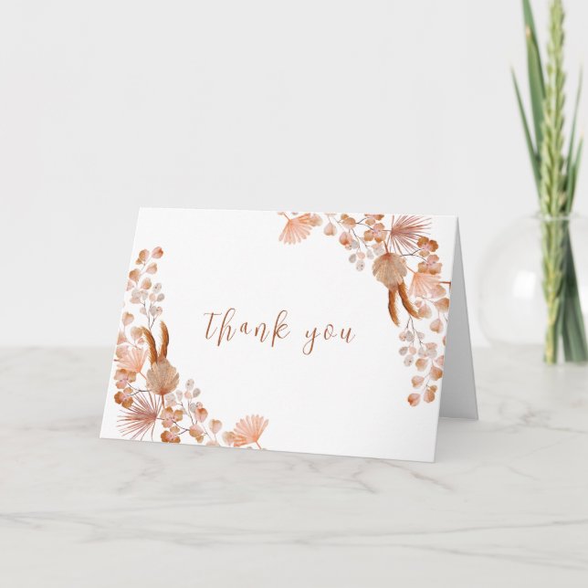 Neutral Little Wildflower Boho Baby Shower Thank You Card (Front)