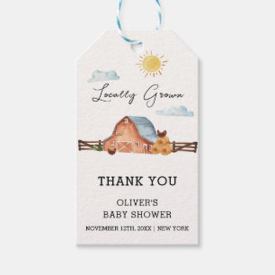 Neutral Locally Grown Farm Barn Baby Shower Gift Tags