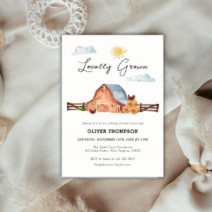 Neutral Locally Grown Farm Barn Baby Shower Invitation