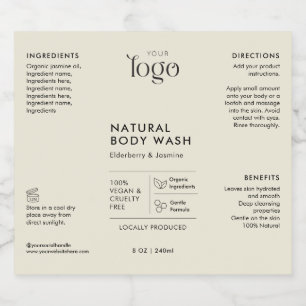 Neutral Logo 8 OZ Cosmetic Bottle Waterproof Label