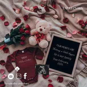 Neutral love themed  Pregnancy Announcement Card