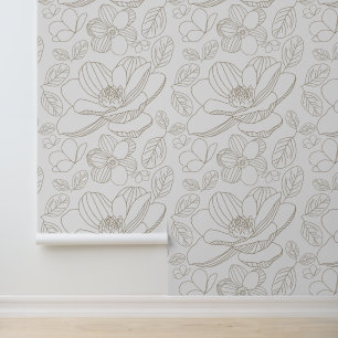Neutral Magnolia Minimalist lines Modern Wallpaper