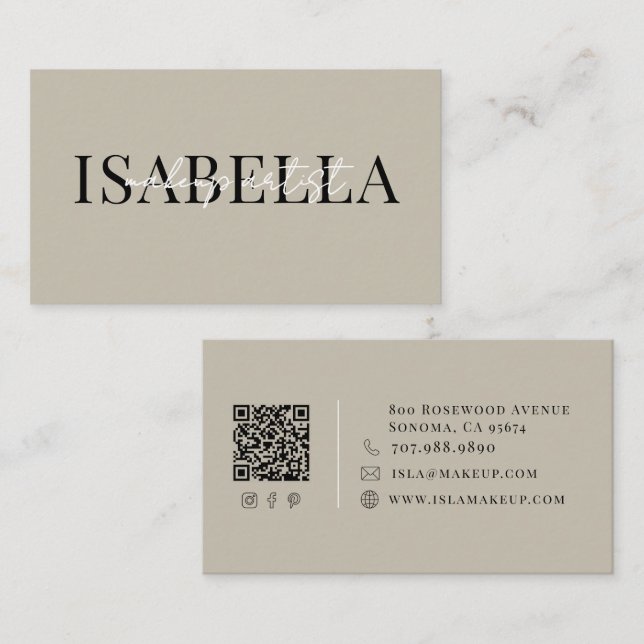 Neutral Makeup Artist Business Card (Front/Back)