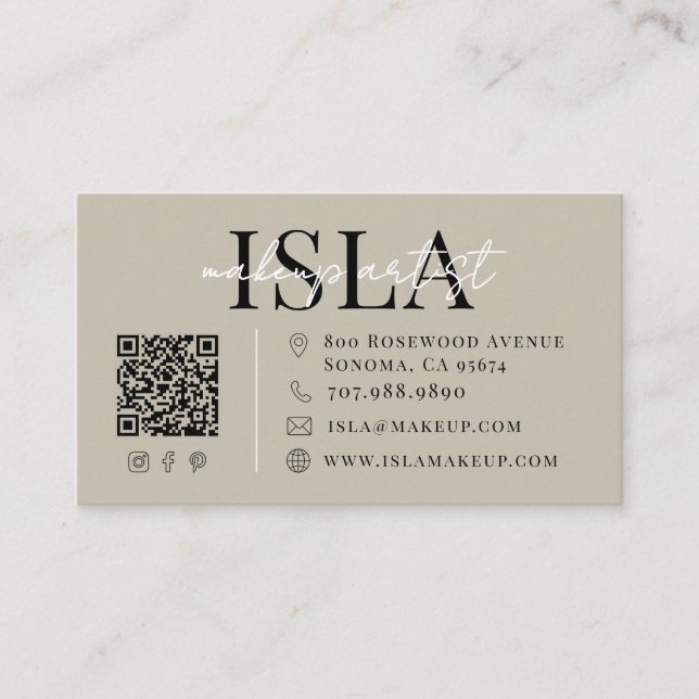 Neutral Makeup Artist Business Card (Front)