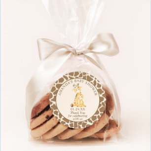 Neutral Mama and Baby Giraffe Classic Round Sticke Classic Round Sticker