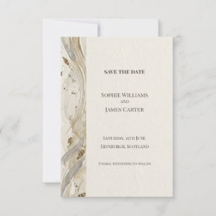 Neutral Marble Save The Date Card