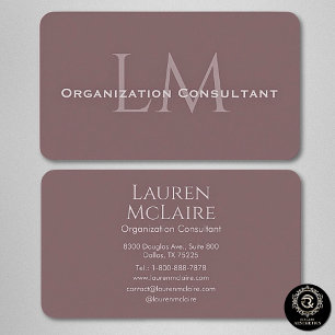 Neutral Mauve Taupe Monogram Business Card