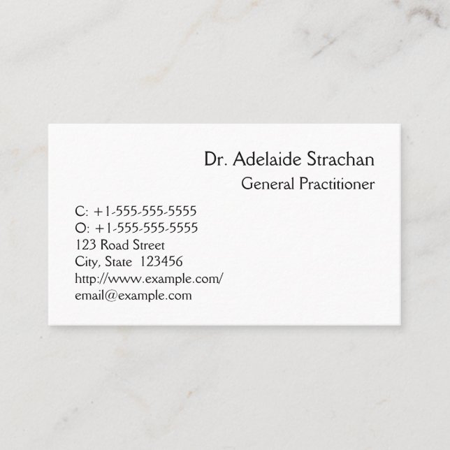 Neutral Medical Professional Business Card (Front)