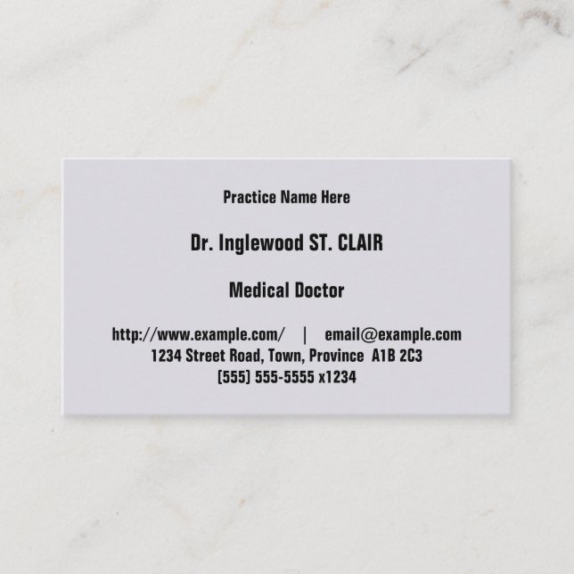 Neutral Medical Specialist Business Card (Front)